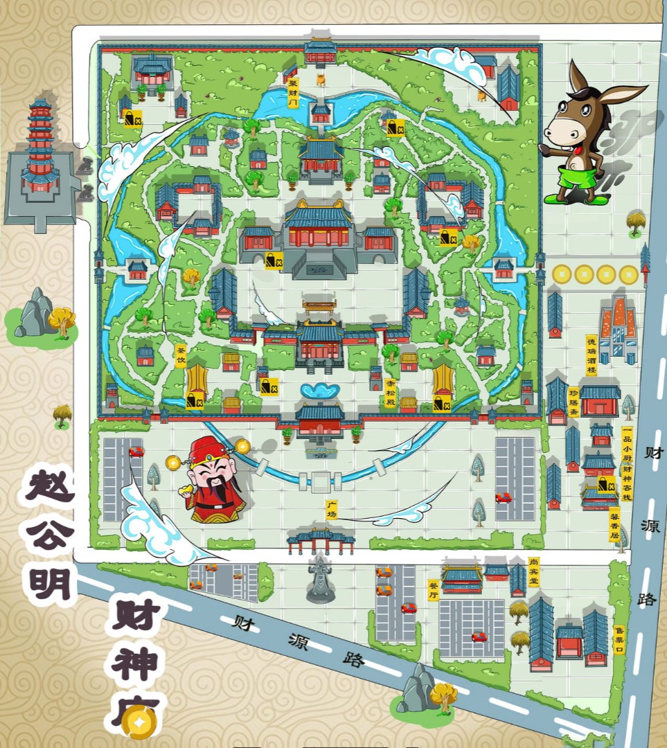 朔州寺庙类手绘地图